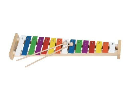 Xylophon mit 15 Tönen 42 x 11 cm, Holz, Metall, Lieder-Notenheft,