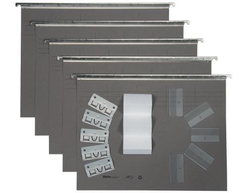 VETRO MOBIL Hängemappe Original A4 grau 25cm, 5er Pack inkl. Reiter