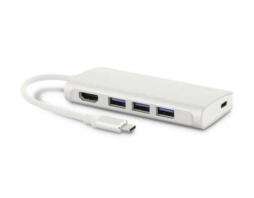 LMP USB-C 3.1 zu HDMI & 3xUSB3.0 Adapter Aluminium Silber, inkl. USB-C Laden