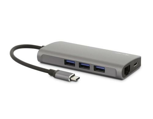 LMP USB-C 3.1 zu GE LAN & 3xUSB3.0 Adapter Aluminium, Spacegraum, inkl. USB-C Laden