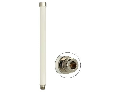 Delock WLAN Antenne, 6-8 dBi, starr,Outdoor N-Type Buchse,2.4 Ghz und 5Ghz, 28cm, weiss