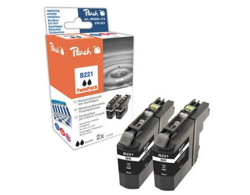 Peach Tinte Brother LC-221 black Twin 12ml 290 Seiten, 2er Pack