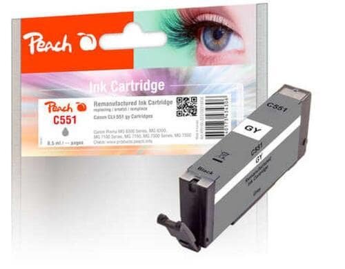 Peach Tinte Canon CLI-551 grau zu IP7250, MG5450, MG6350,  8.5ml