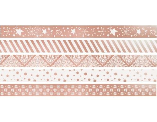 Heyda Washi Tape Weihnachten roségold 1 Dispenser mit 5 Rollen