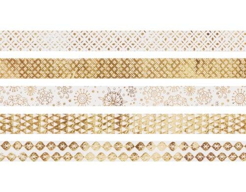 Heyda Washi Tape Weihnachten glänzend 1 Dispenser mit 5 Rollen, gold