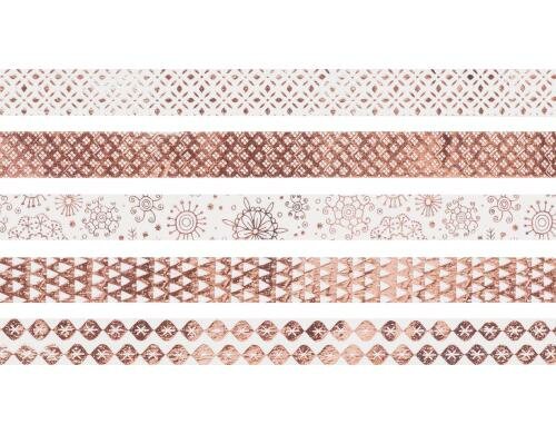 Heyda Washi Tape Weihnachten glänzend 1 Dispenser mit 5 Rollen, roségold