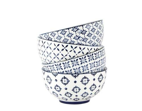 Villa Schüsseln weiss blau 12er Set 12 Stück, 0.30 L, Keramik