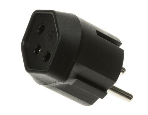 Fixadapter 3-Pol Schweiz T13 auf Stecker DE schwarz