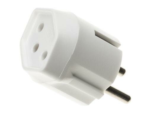 Fixadapter 3-Pol Schweiz T13 auf Stecker DE weiss