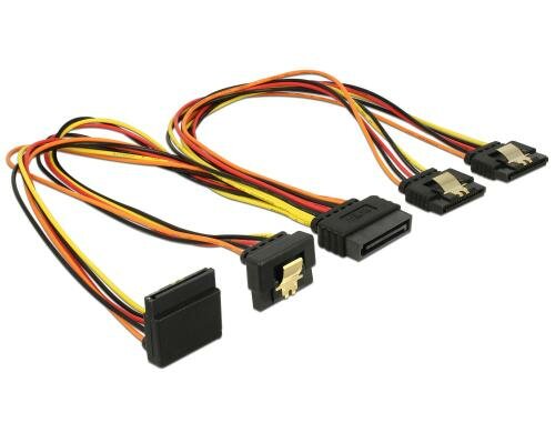 Delock SATA Stromadapter 4x SATA, gewinkelt 30cm, fü 12V / 5V / 3.3V SATA Geräte