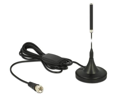 Delock DAB+ Antenne, 174-240Mhz, 21dBi, 5V F-Stecker, 28.4cm, Outdoor, 2m Kabel