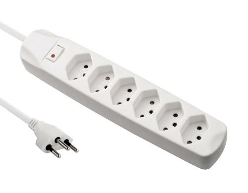 25x Steckdosenleiste 6xT13, mit Schalter 25er Set, weiss