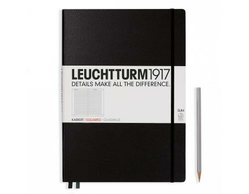 Leuchtturm Notizbuch Master Slim A4 kariert schwarz, 121 Seiten