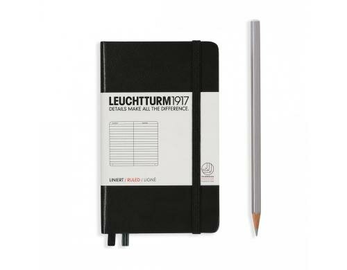 Leuchtturm Notizbuch Pocket A6 kariert schwarz, 185 Seiten