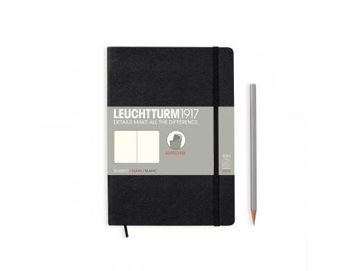 Leuchtturm Notizbuch Softcover A5 blanko schwarz, 121 Seiten