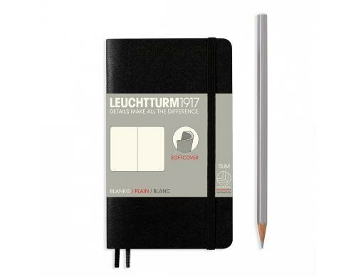 Leuchtturm Notizbuch Softcover A6 blanko schwarz, 121 Seiten