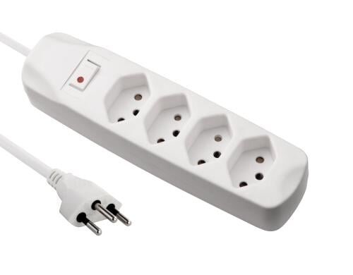 FURBER.power Steckerleiste 4xT13, weiss mit Schalter, 1.5m Kabel H05VV-F 3G1