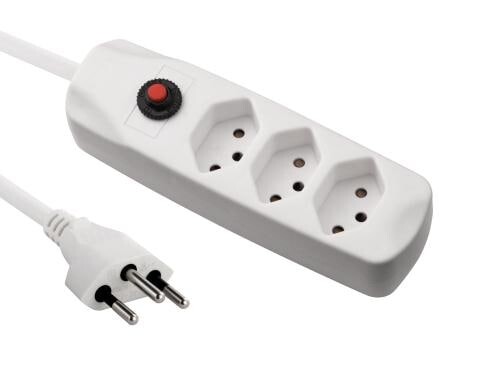 FURBER.power Steckerleiste 3xT13, weiss ohne Schalter, 1.5m Kabel H05VV-F 3G1