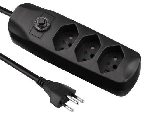 FURBER.power Steckerleiste 3xT13, schwarz ohne Schalter, 1.5m Kabel H05VV-F 3G1