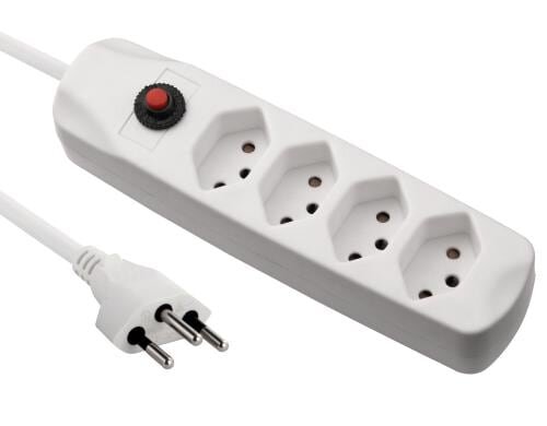 FURBER.power Steckerleiste 4xT13, weiss ohne Schalter, 1.5m Kabel H05VV-F 3G1