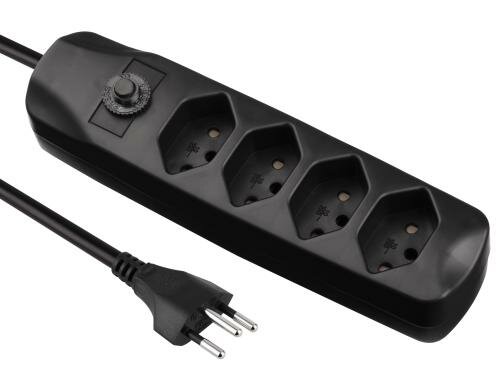 FURBER.power Steckerleiste 4xT13, schwarz ohne Schalter, 1.5m Kabel H05VV-F 3G1