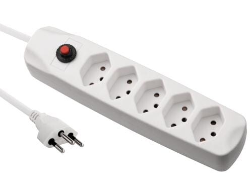 FURBER.power Steckerleiste 5xT13, weiss ohne Schalter, 1.5m Kabel H05VV-F 3G1