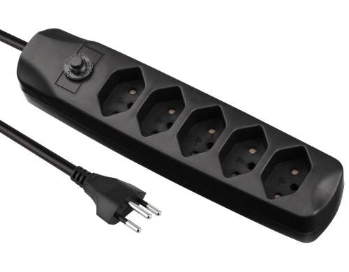 FURBER.power Steckerleiste 5xT13, schwarz ohne Schalter, 1.5m Kabel H05VV-F 3G1