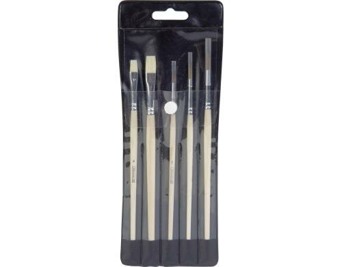 Brunnen Pinsel-Set 5 Pinsel, Kunststoffetui, Naturholz