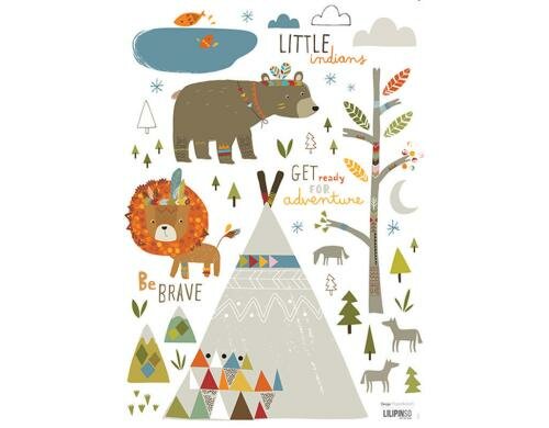 Wandtattoo A3 Little indians Teepee and Bear