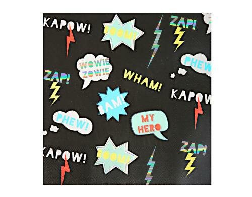 Meri Meri Servietten Superhero 125x125mm Grösse 125x125mm, 16 Stück