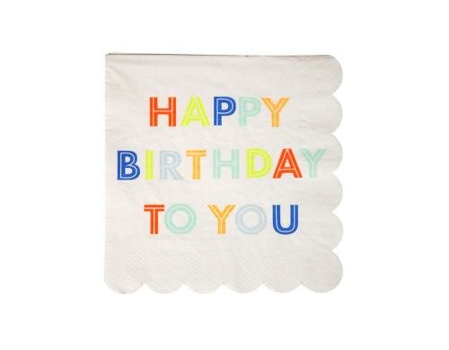 Meri Meri Servietten Happy Birthday klein Grösse 125x125mm, 20 Stück