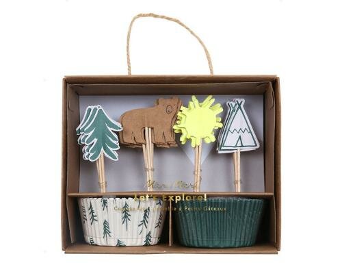 Meri Meri Cupcake Kit Explore 24 Stück Papierförmchen, 24 Deko-Fähnchen