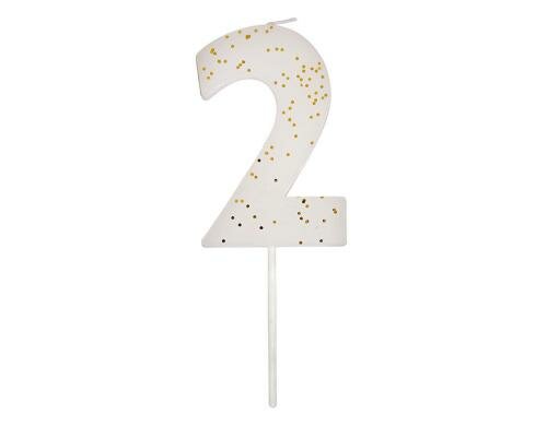 Meri Meri Kerzen Number 2 Weiss 1 Stück, weiss, Box Grösse 55x135x20mm