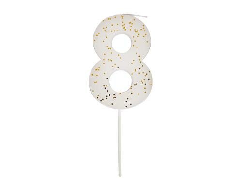 Meri Meri Kerzen Number 8 Weiss 1 Stück, weiss, Box Grösse 55x135x20mm