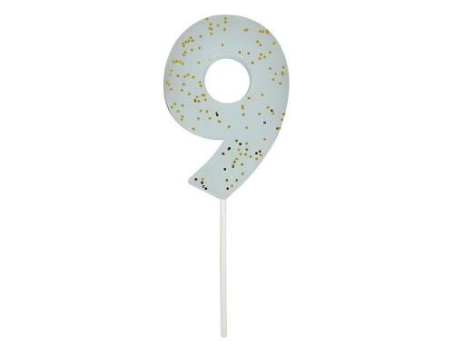 Meri Meri Kerzen Number 9 Blau 1 Stück, blau, Box Grösse 55x135x20mm