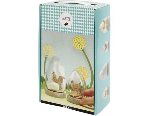 Creativ Company Glocken mit Dekoration 2 Stück, inkl. Lichterkette, Eier, Deko