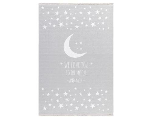 Livone Teppich Love You Moon 100x160 cm silbergrau/weiss
