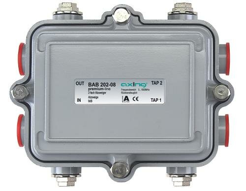 Axing BAB 202-08 2-fach Abzweiger, 8 dB, 51006 MHz, OD