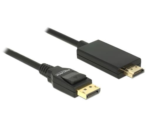Delock DisplayPort - HDMI Kabel, 5m Schwarz, Auflösung 3840x2160@30 Hz, passiv