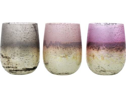 Hoff Interieur Windlichter Jupiter Rose 3er Set, ø7x10cm, Glas