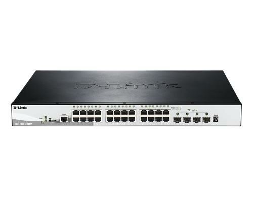 D-Link DGS-1510-28XMP:24Port SmartSwitch 1Gbps, IGMP, 32xVLAN, QoS, 2x SFP+