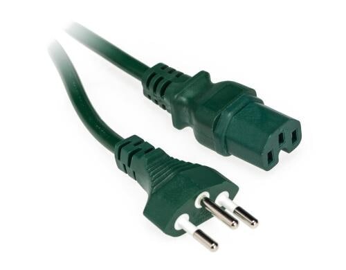 Apparatekabel C15/Typ12, 2m grün, H05VV-F 3G 1.0mm2