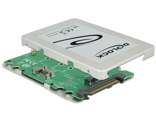 Delock M.2 zu U.2 Gehäuse 2.5 9.5mm Betrieb von M.2 NVME SSD an U.2 Anschluss