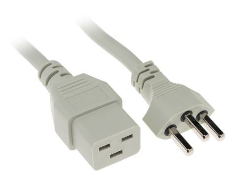 Netzkabel T23 - C19, grau 5m Kabel, H05VV-F 3G1.5mm