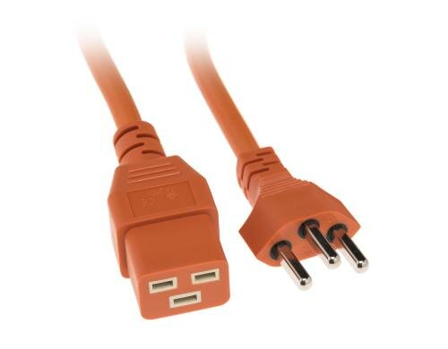 Netzkabel T23 - C19, orange 2m Kabel, H05VV-F 3G1.5mm
