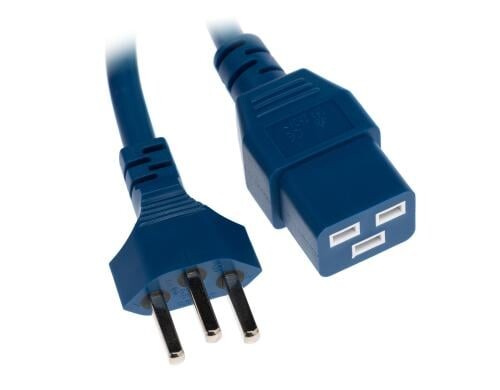 Netzkabel T23 - C19, blau 3m Kabel, H05VV-F 3G1.5mm