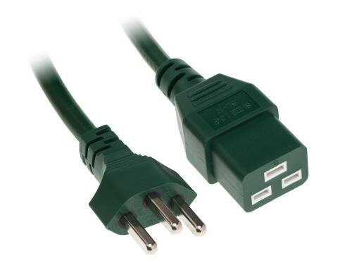 Netzkabel T23 - C19, grün 2m Kabel, H05VV-F 3G1.5mm