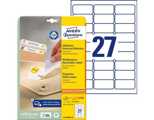 Avery Zweckform Universal-Etiketten Packung zu 30 Blatt / 810 Etiketten