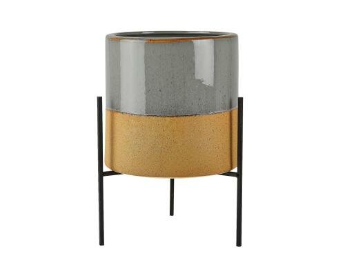 Villa Collection Übertopf Keramik blaugrau D 24cm - H 38cm