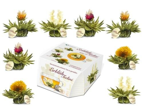 Creano Erblühteelini Weisstee 8er Set 8 Teeblumen in 4 Variationen